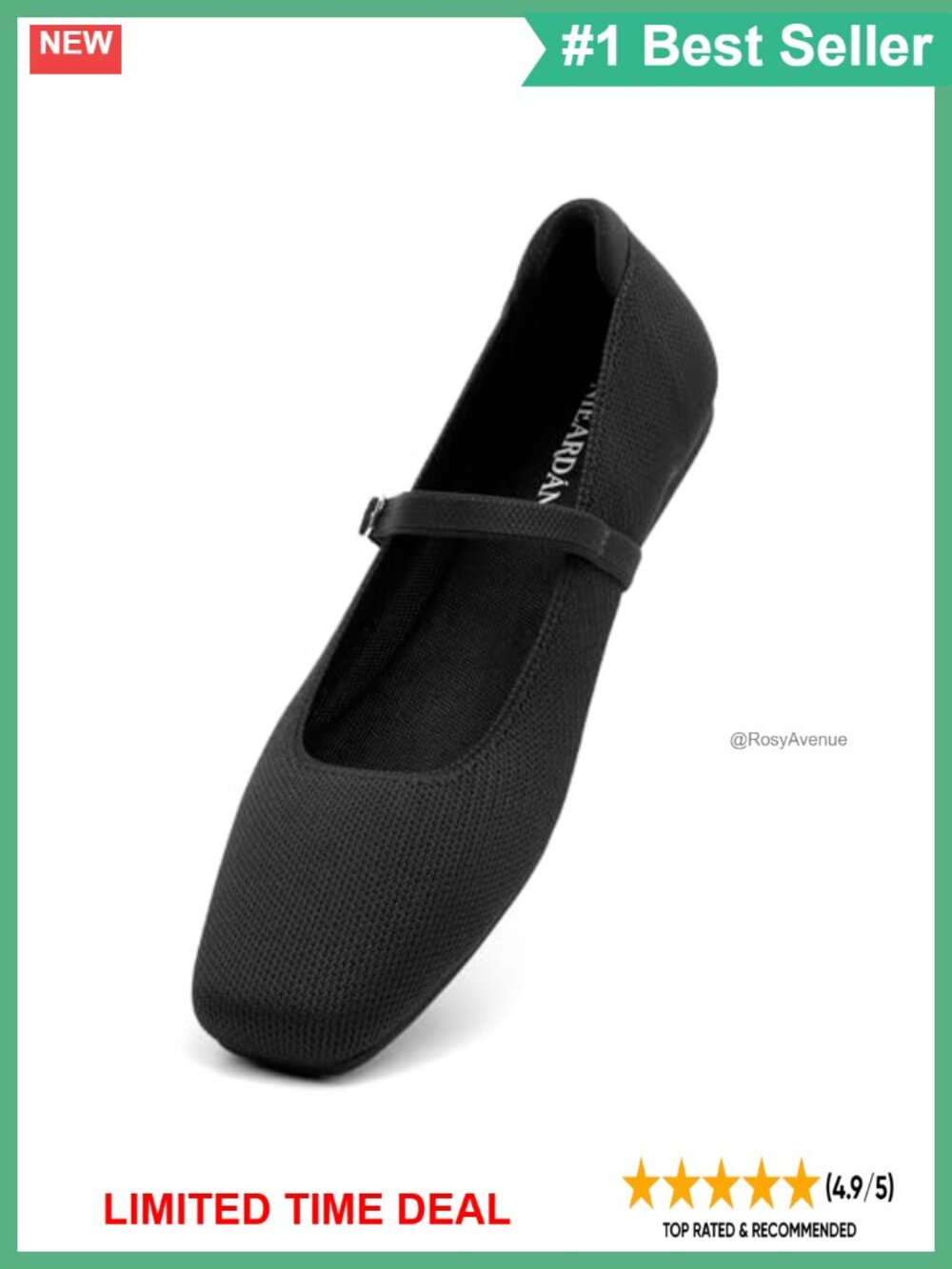 Knit Ballet Flats Square Toe Slip On Mary Jane Comfort Walking Shoes